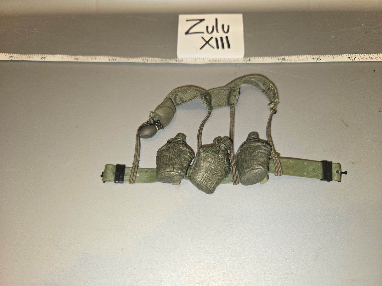 1/6 Scale Vietnam Era US Web Gear Set with Canteens and Suspenders - Zulu XIII