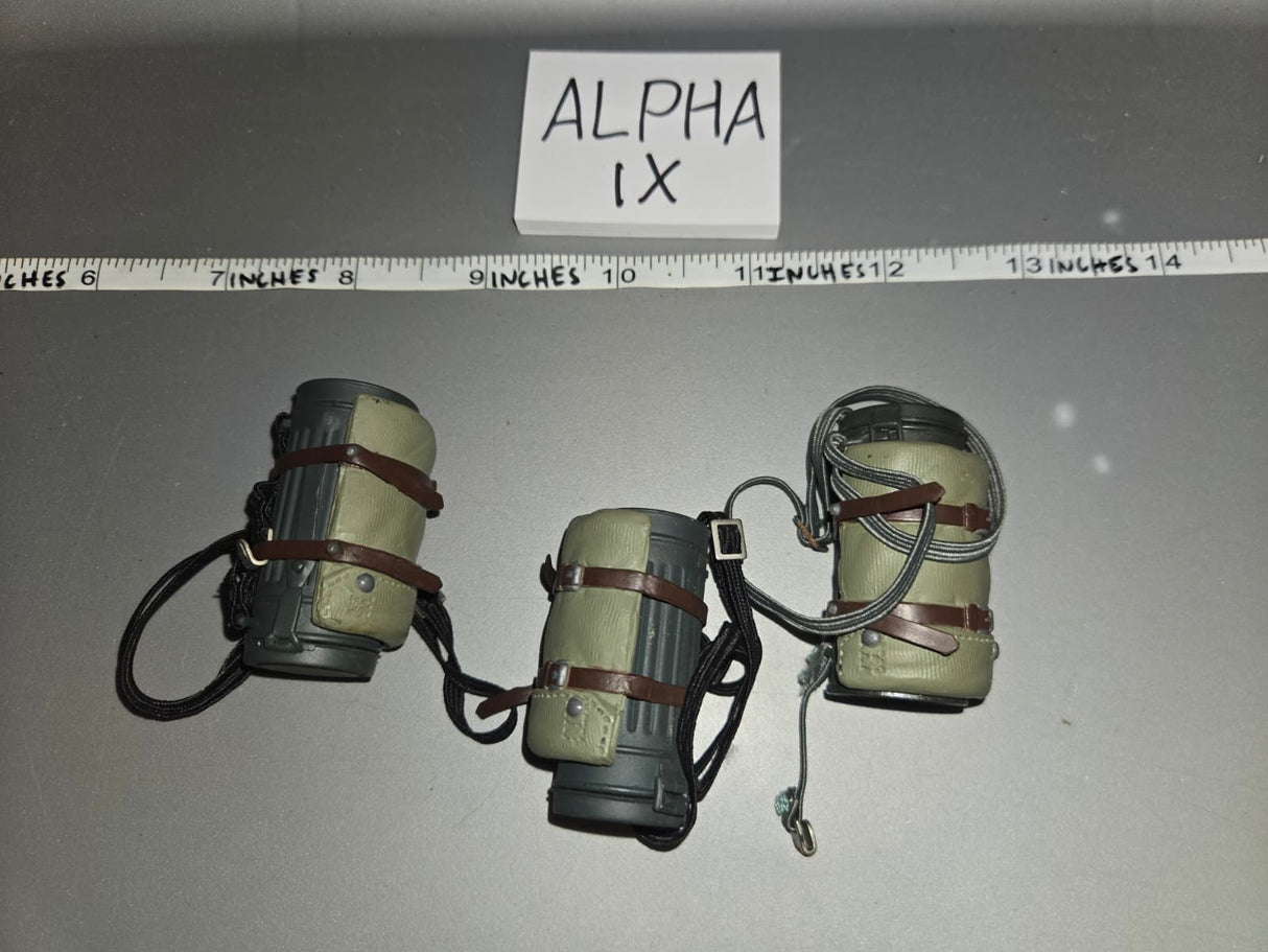 1/6 Scale WWII German Gas Mask Can Lot