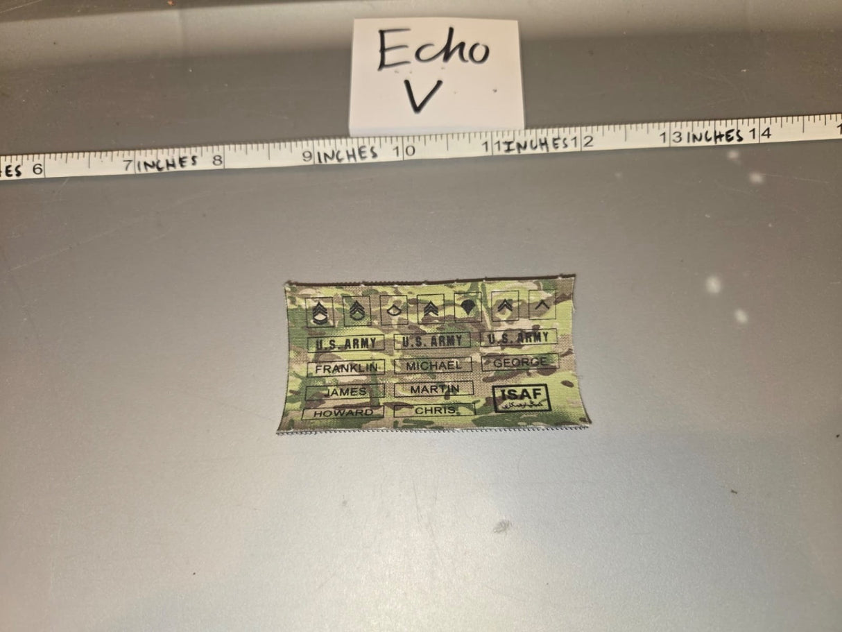 1/6 Scale Modern Era US Army OCP Multicam Name Tape and Rank Insignia Sheet - Echo V