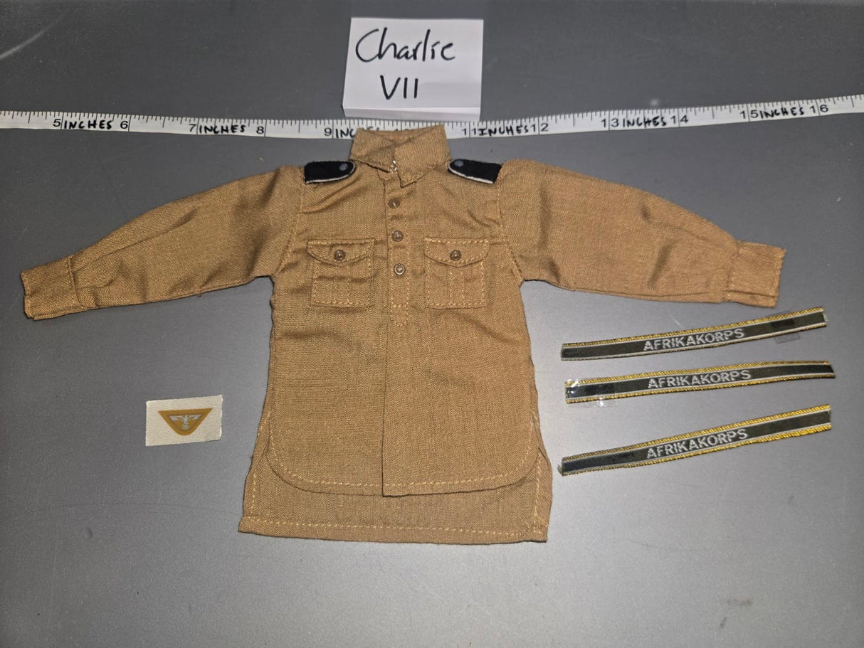 1/6 WWII German Tropical Work Shirt and Insignia Lot