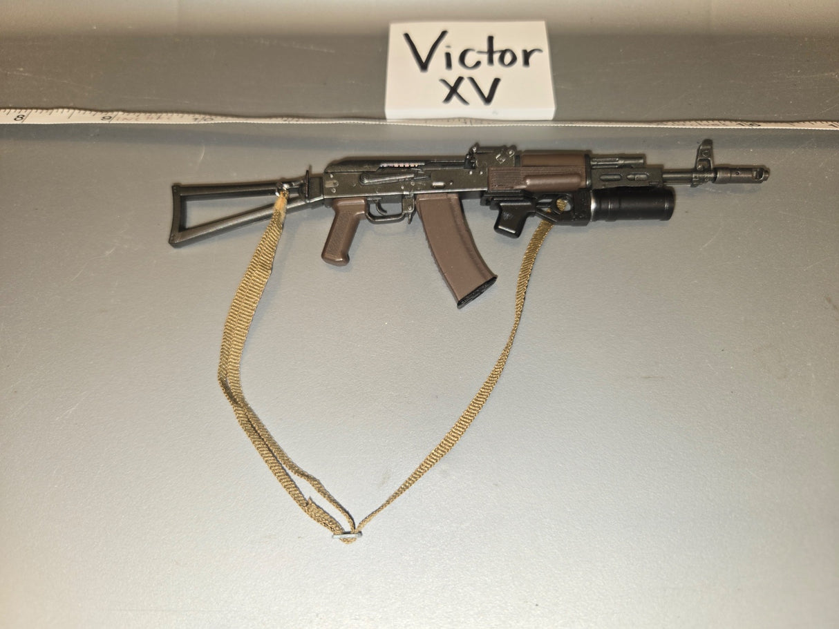 1/6 Scale Modern Era Russian AKS-74 Assault Rifle with Underbarrel Grenade Launcher and Sling - Victor XV