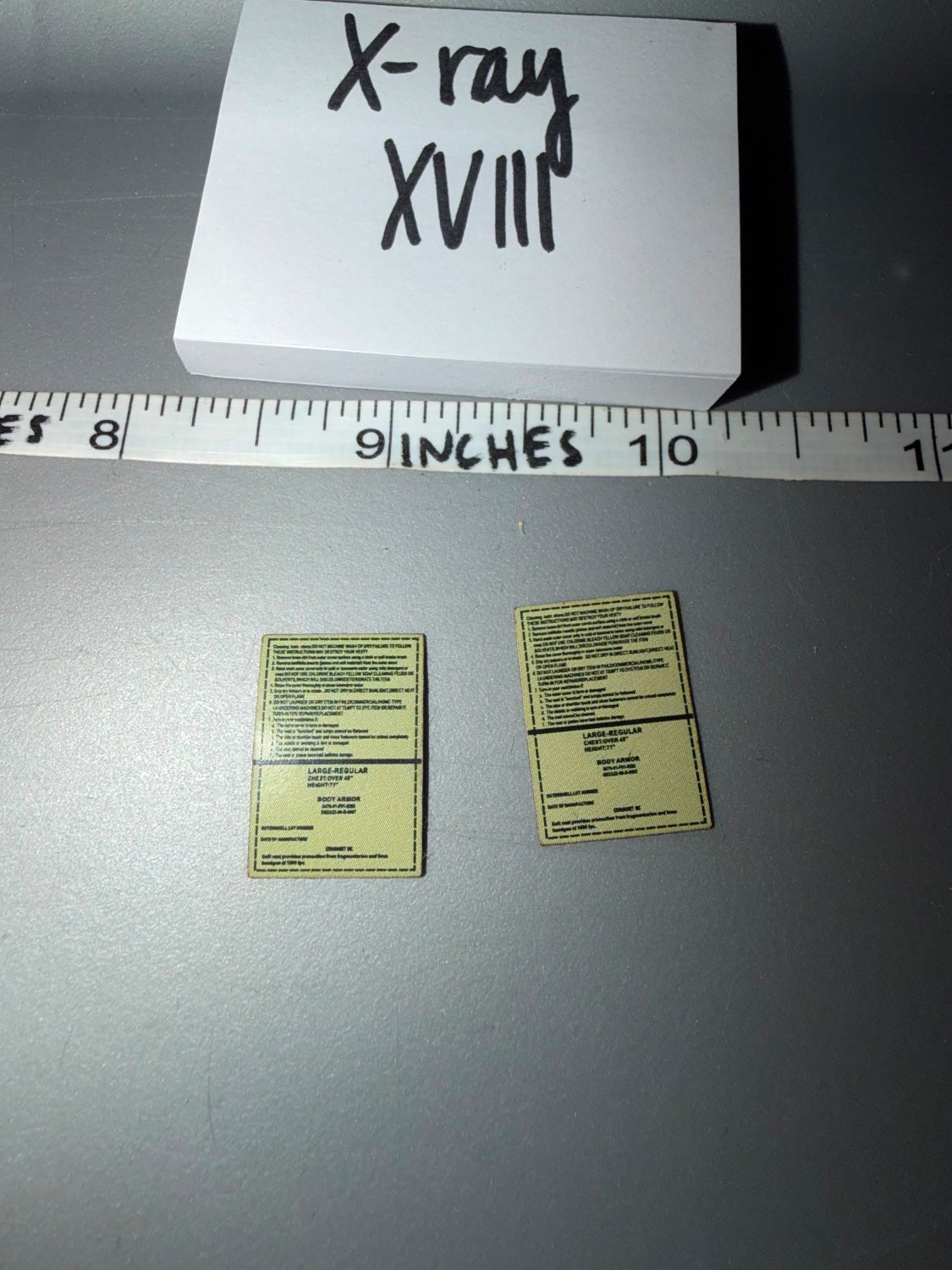 1/6 Scale Modern Era Body Armor Care Label Tag Set - X-ray XVIII