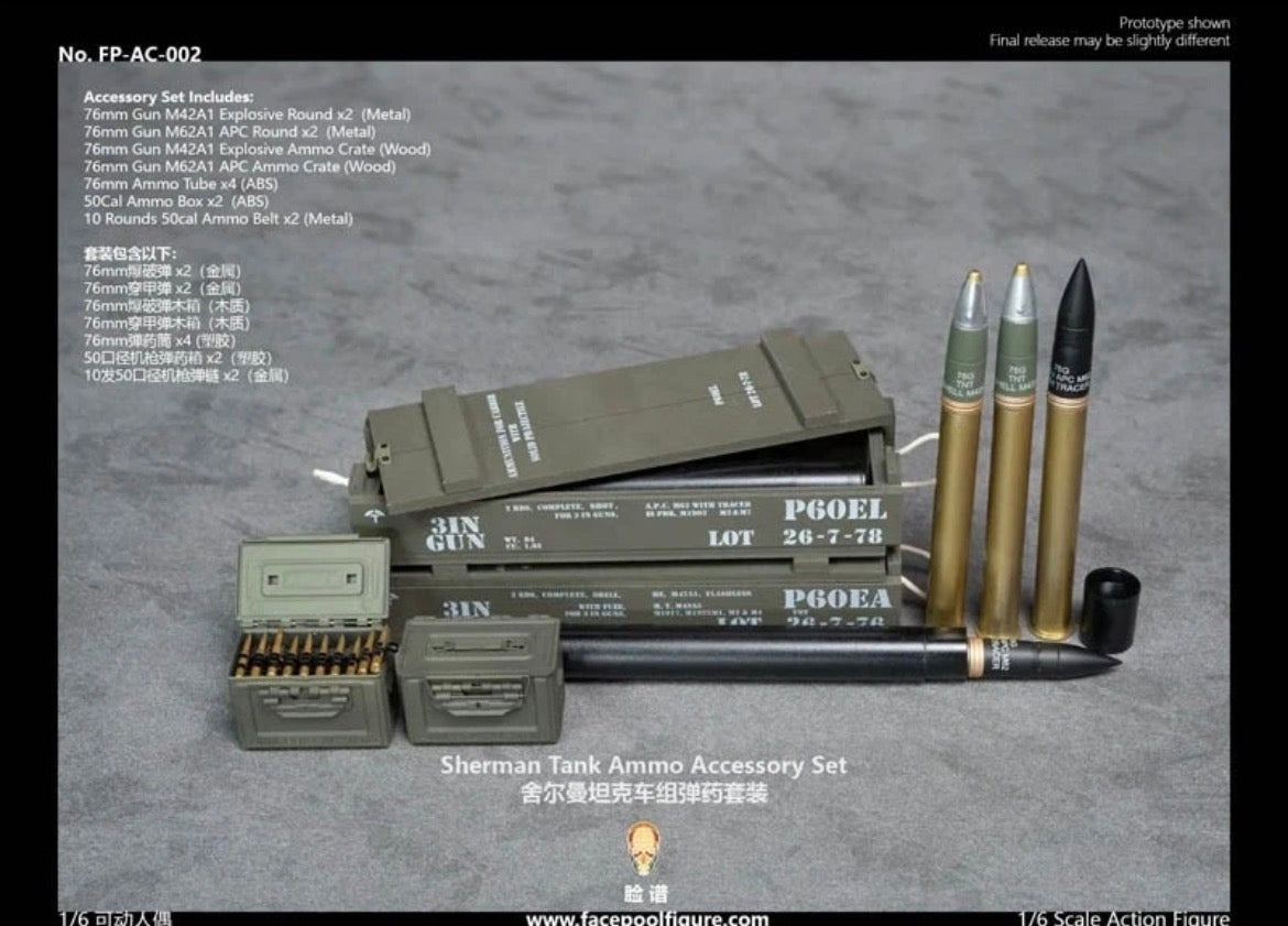 1/6 Scale WWII US Tank Sherman Ammunition Set - NIB Facepool