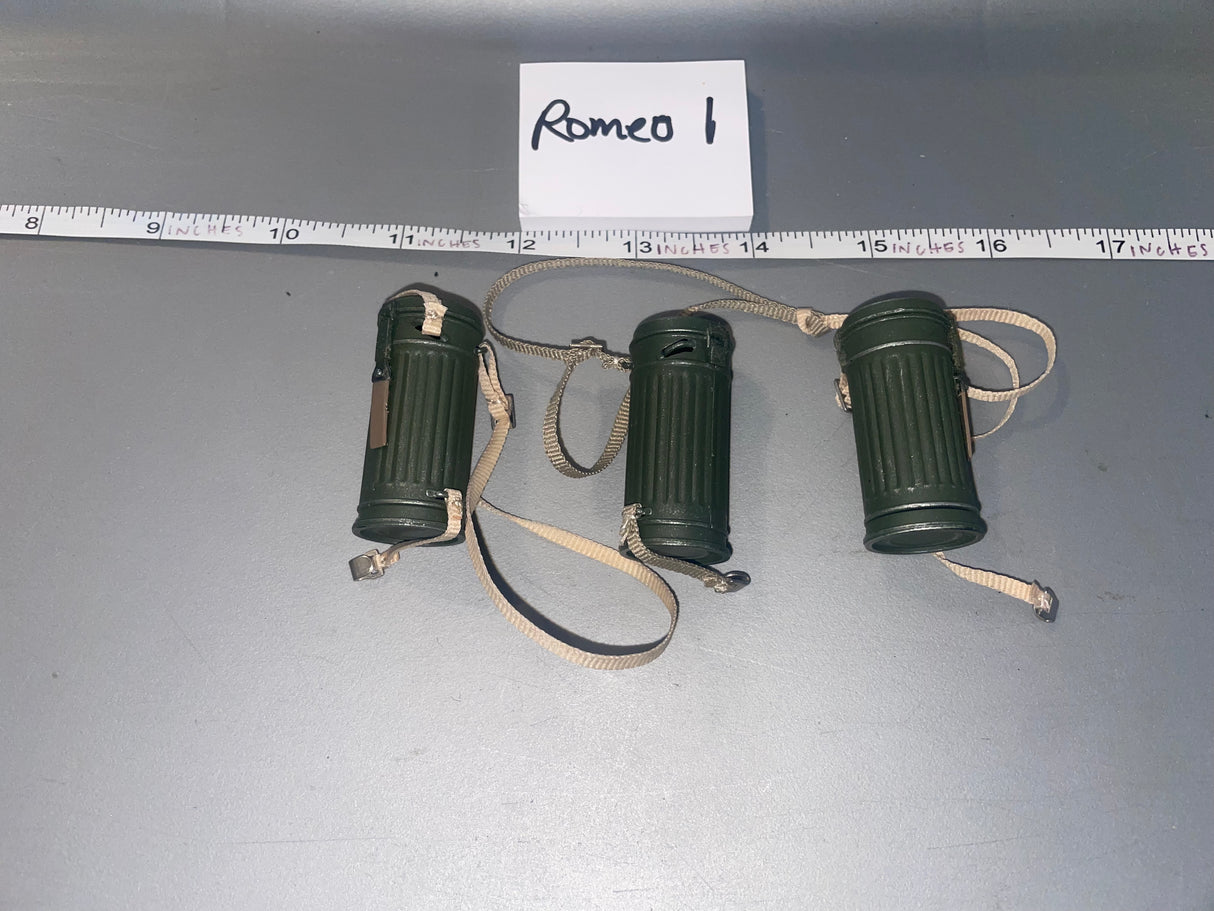 1/6 Scale WWII German Gas Mask Can Lot
