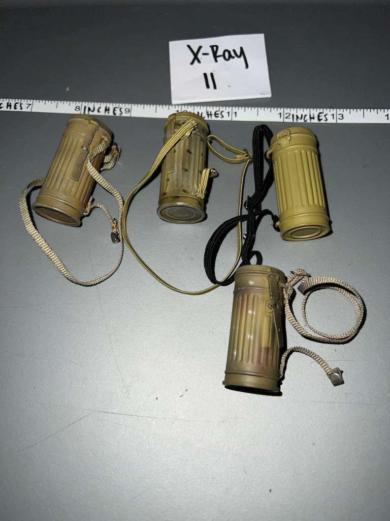 1/6 Scale WWII German Gas Mask Can Lot - Afrika Korps