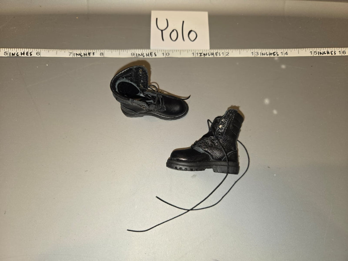 1/6 Scale Modern Era Black Combat Boots - Leather