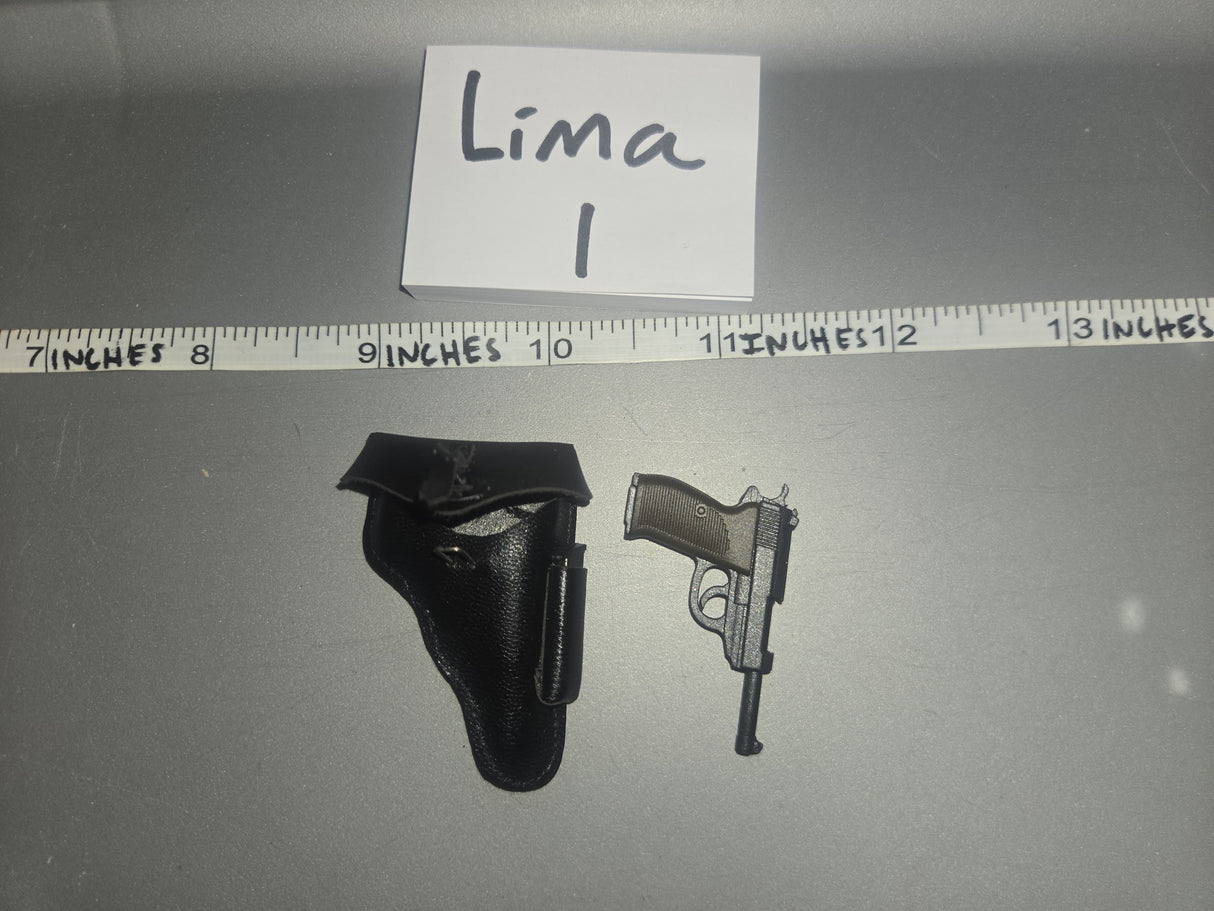 1/6 Scale WWII German Pistol and Holster - Leather