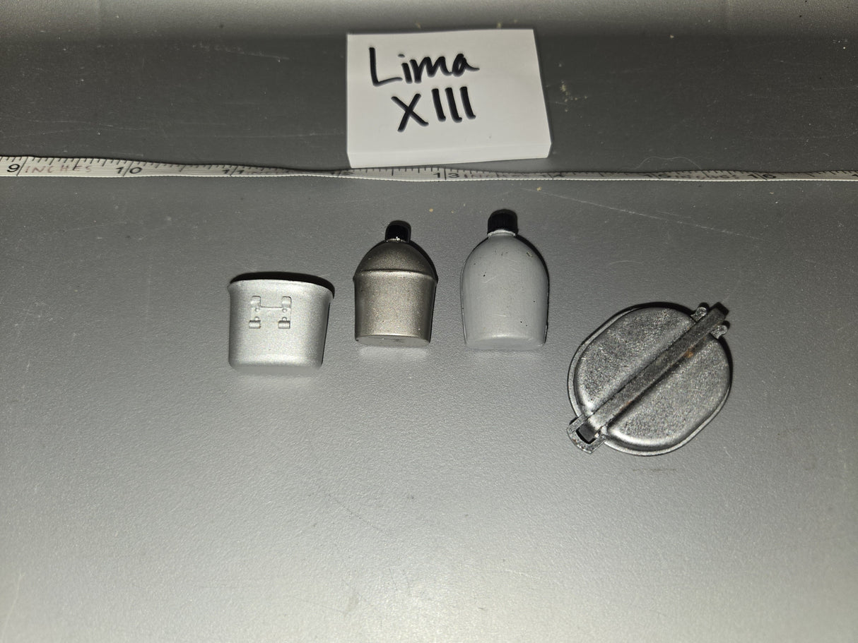 1/6 Scale WWII US Canteen ad Mess Kit Lot