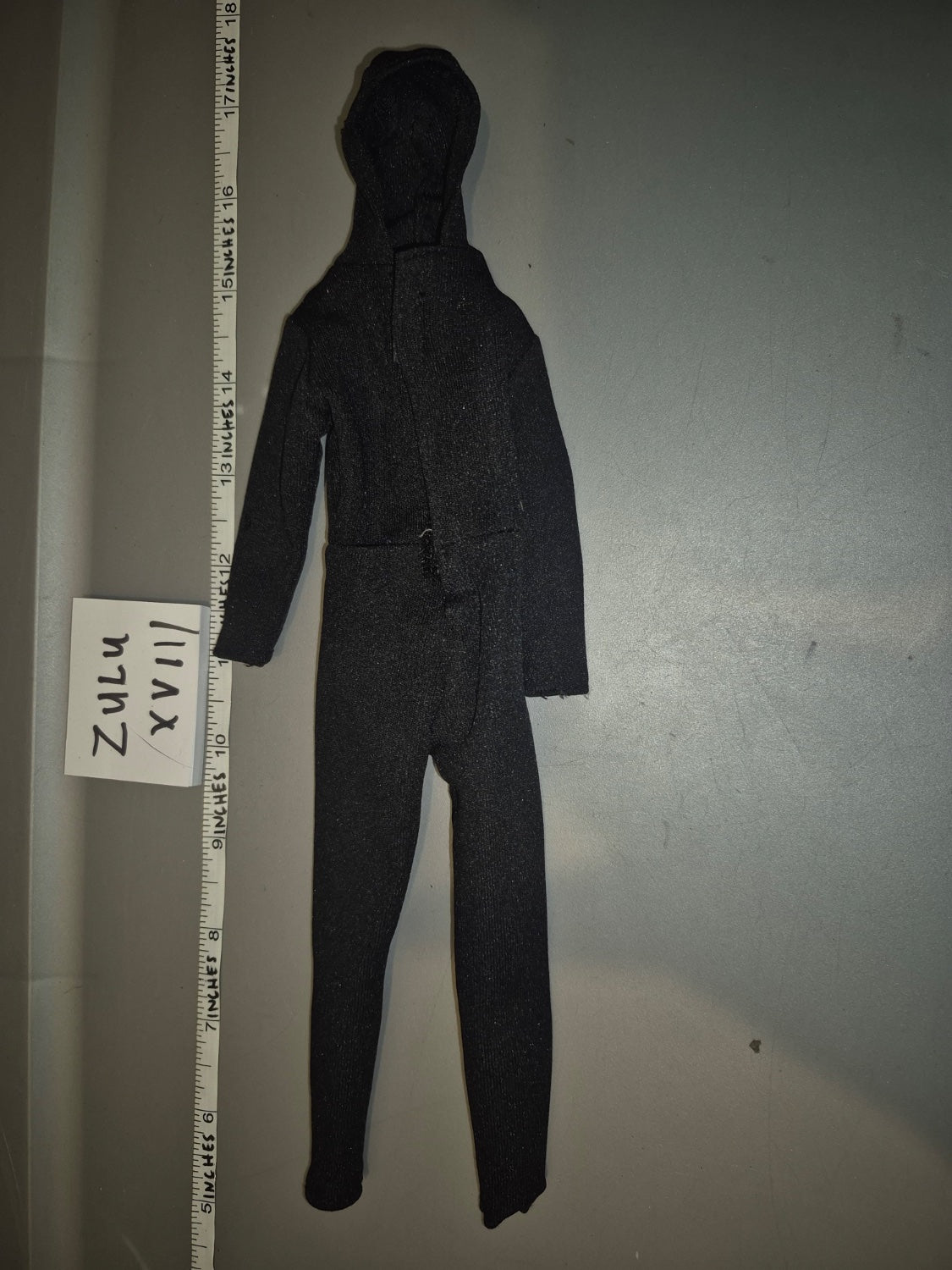 1/6 Scale Modern Era Black Hooded Jumpsuit - Zulu XVII
