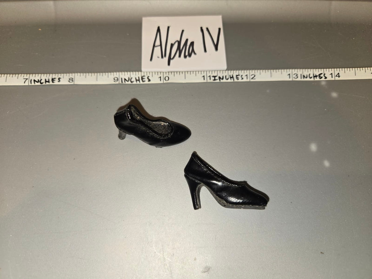 1:6 Scale Modern Civilian Female Black High Heel Shoes