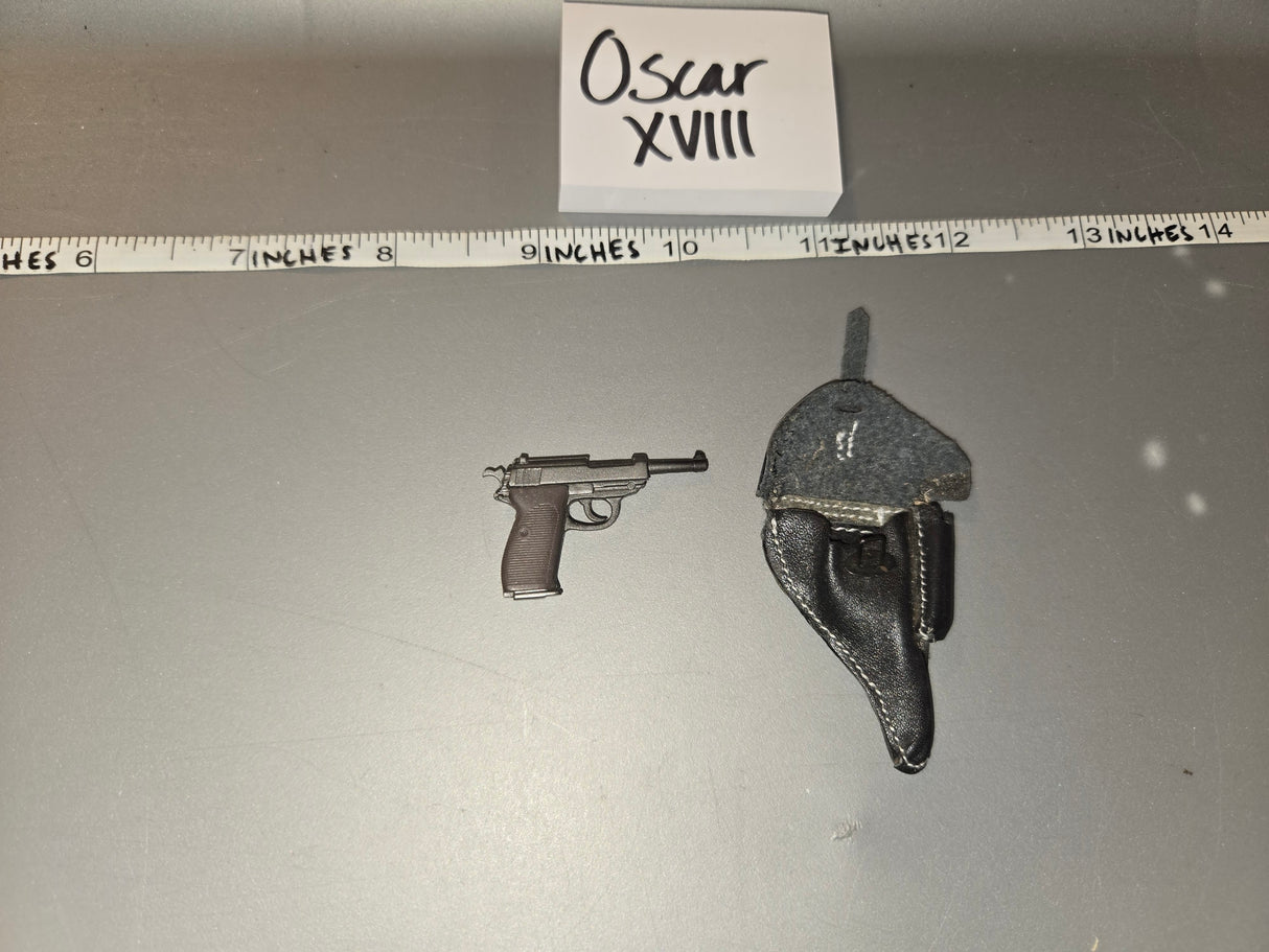 1/6 Scale WWII German Pistol and Holster - Leather