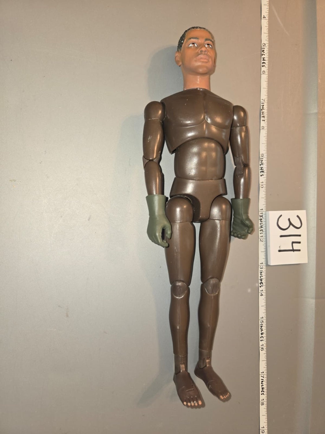 1/6 Scale Nude African American GI Joe Figure with Green Gloved Hands - 314