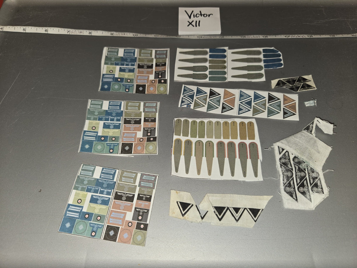 1/6 Scale WWII German Army and Luftwaffe Rank and Branch Insignia Sheet Set - Victor XII