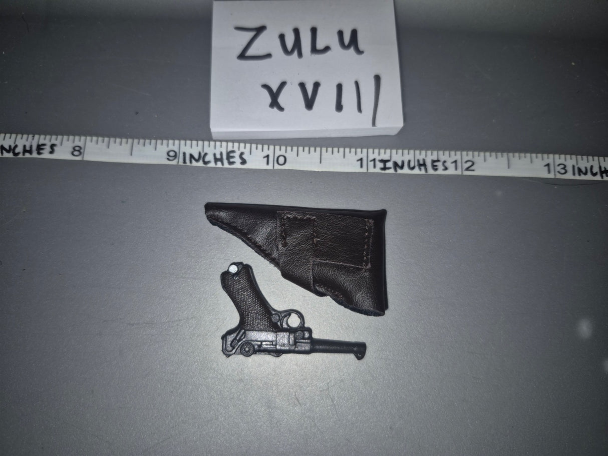 1/6 Scale WWII German Luger P08 Pistol and Holster - Zulu XVII