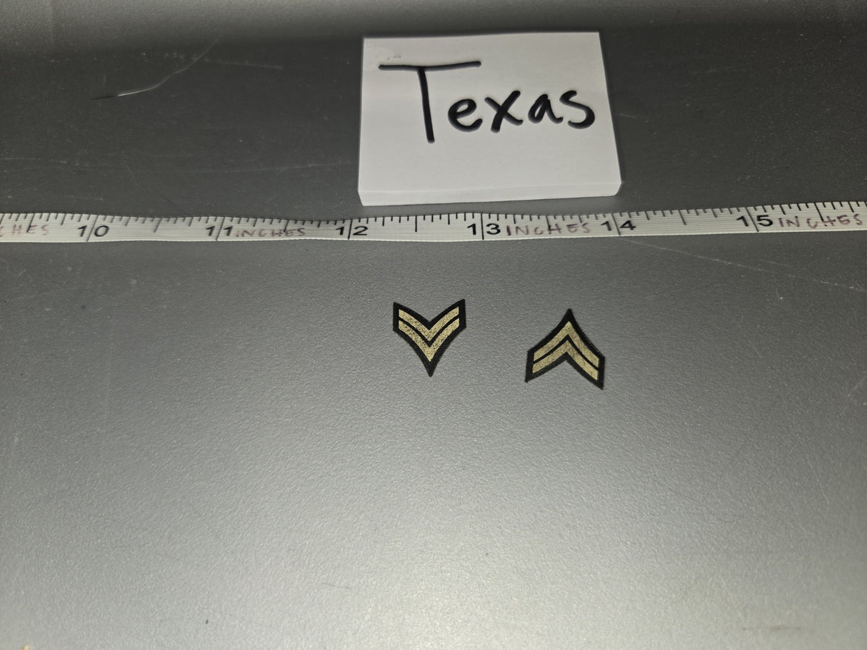 1/6 Scale WWII US Army Corporal Rank Chevrons Insignia Set - Texas