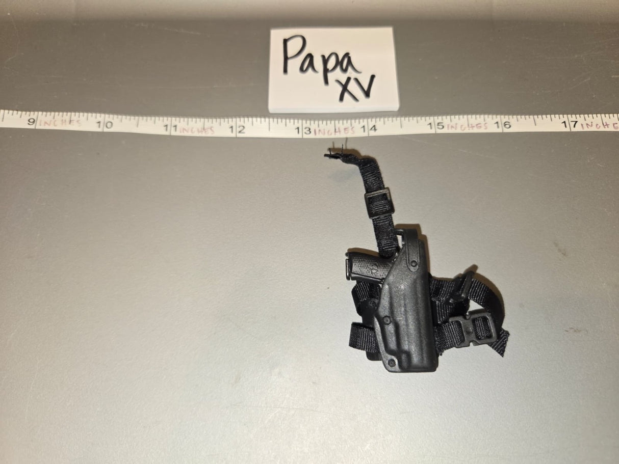 1/6 Scale Modern US Pistol with Drop Leg Holster - Papa XV