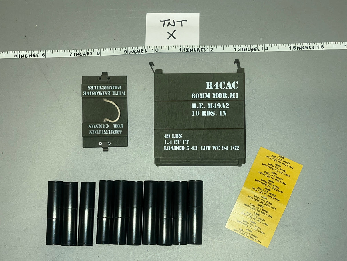 1/6 Scale WWII US USMC 60 mm Mortar crate and Tubes -  Facepool Snafu Mortarman