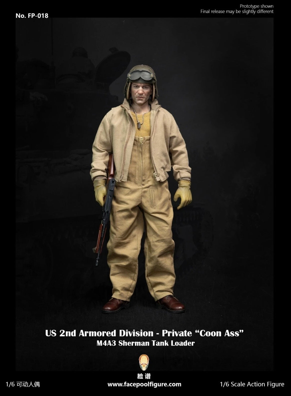 1/6 Scale WWII US Tank Loader Coon Ass Fury - NIB Facepool
