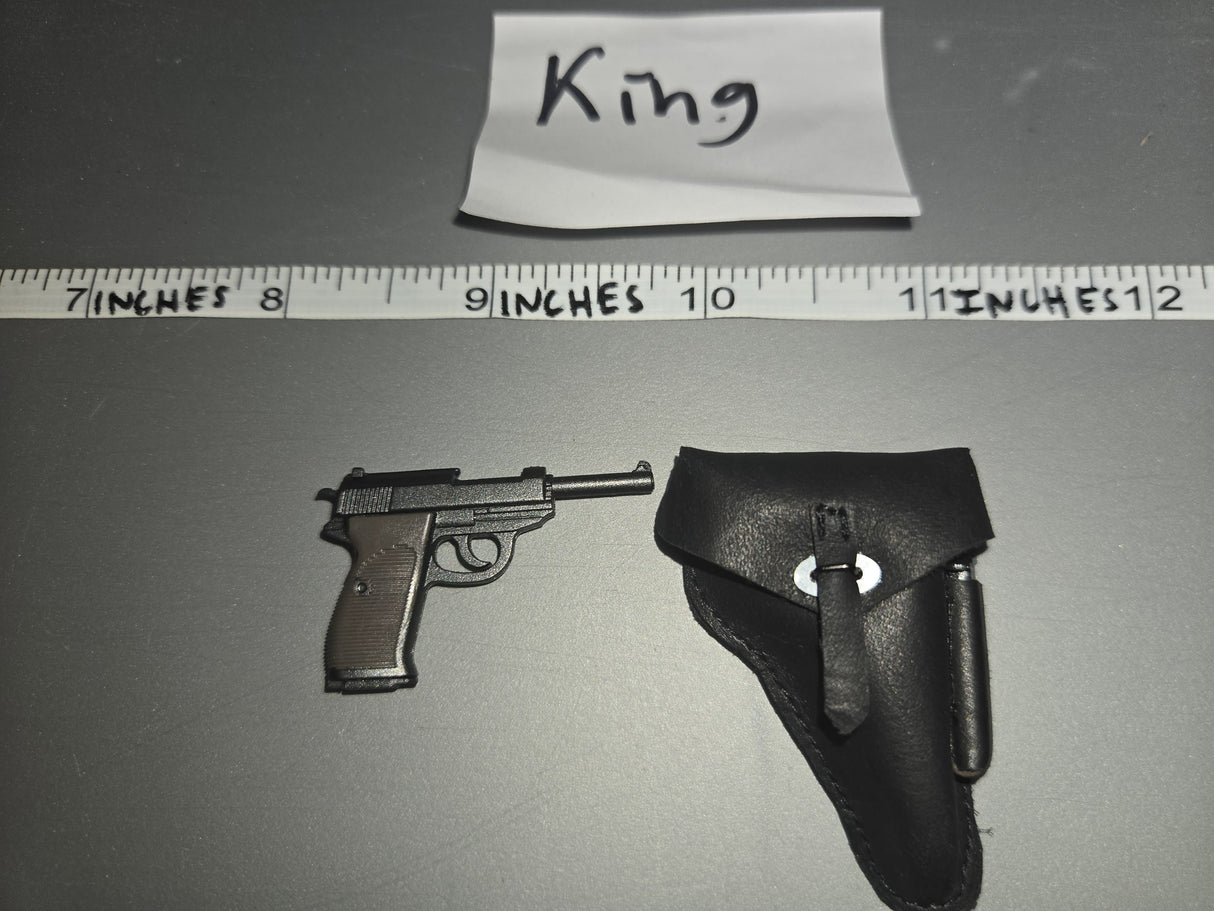 1/6 Scale WWII German Pistol and Leather Holster