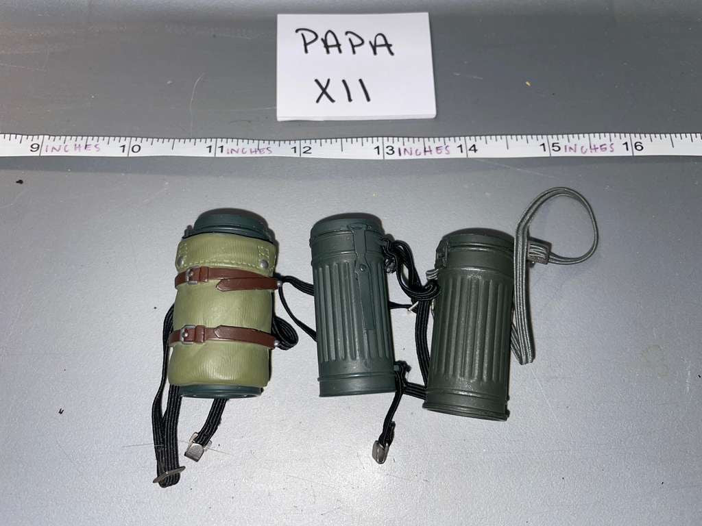 1/6 Scale WWII German Gas Mask Can Lot