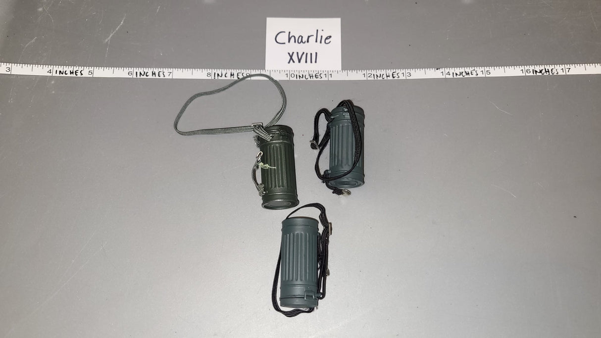 1/6 Scale WWII German Gas Mask Can Lot