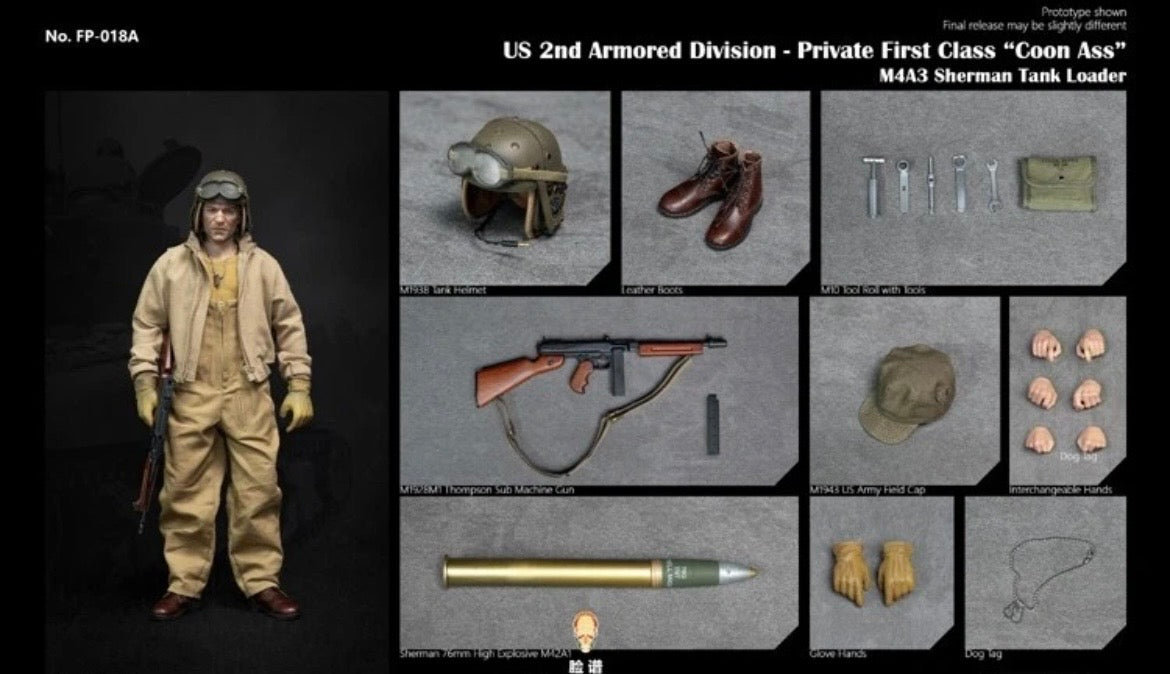 1/6 Scale WWII US Tank Loader Coon Ass Fury - NIB Facepool