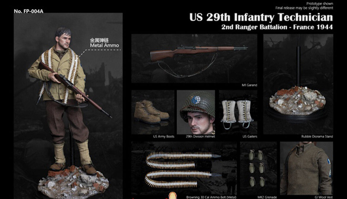 1/6 Scale WWII US 29th Infantry Technician Figure - NIB Facepool FP-004A