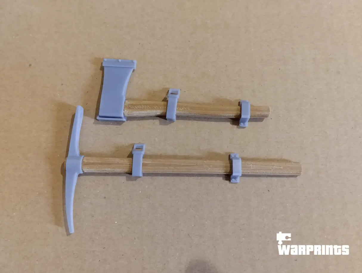 1/6 Scale WWII German Pick and Axe - Unfinished Model Kit - Warprints