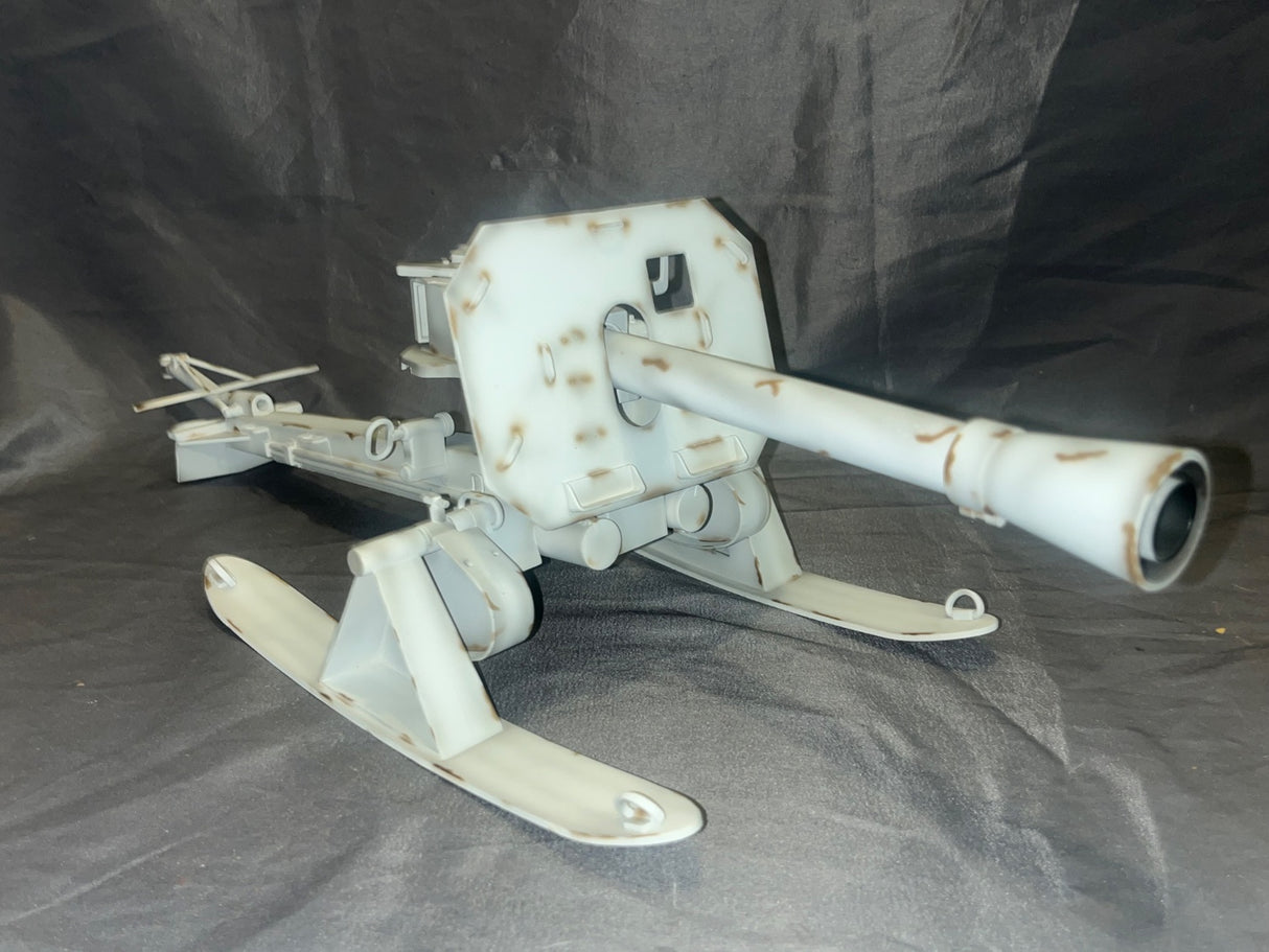 1/6 Scale WWII German Winter Camouflage Pak-36 Antitank Gun with Ski Carriage