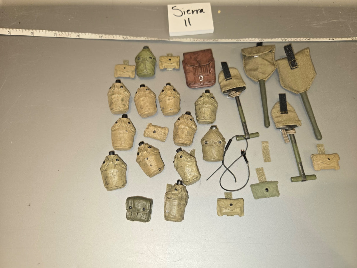 1/6 Scale WWII US Canteen and Cover Set with Entrenching Tools and Pouches - Sierra II