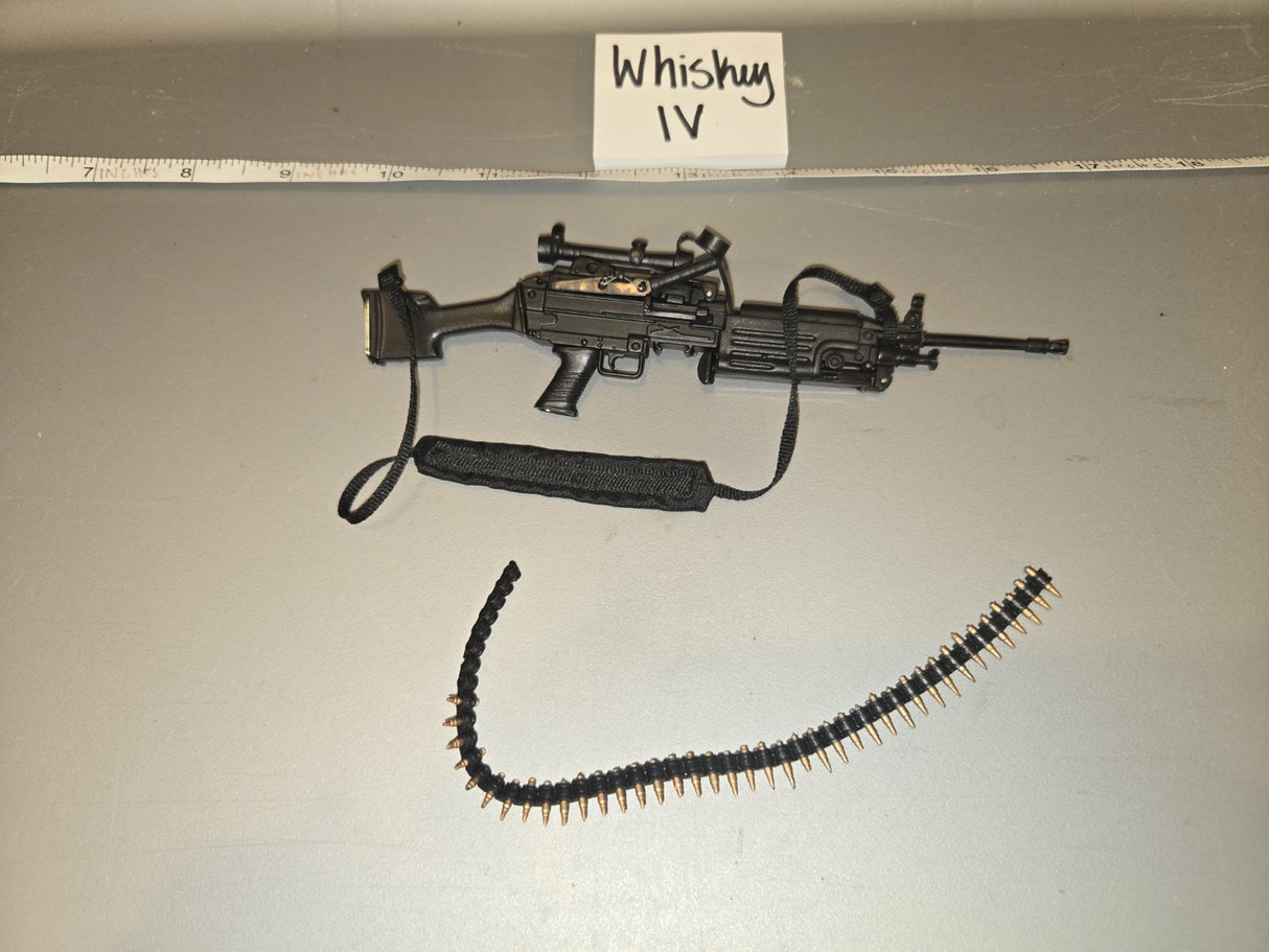 1/6 Scale Modern Era US M249 SAW Machine Gun with Ammo Belt and Sling - Whiskey IV