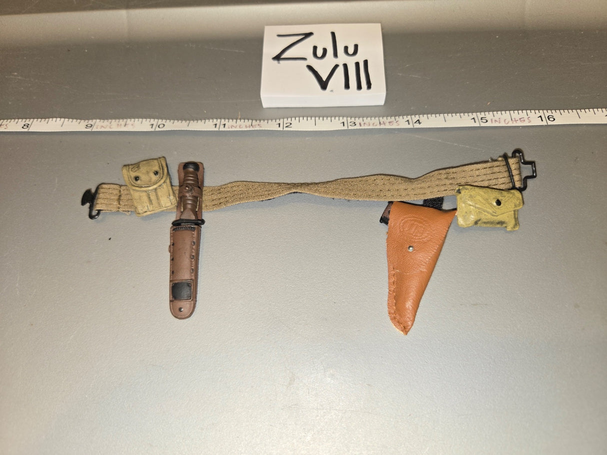 1/6 Scale WWII US Web Belt with Knife Scabbard and Holster - Zulu VIII