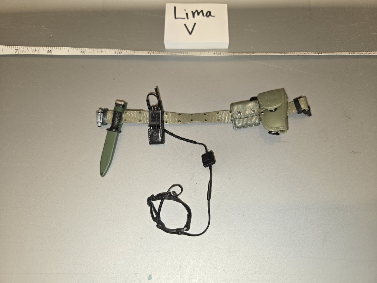 1/6 Scale Modern Era US Soldier Web Belt with M16 Bayonet, Radio Pouch, Ammunition Pouches, and Headset - Lima V