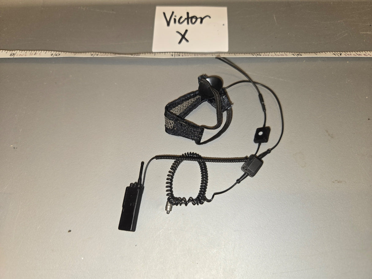 1/6 Scale Modern Era Tactical Radio with Throat Mic Headset and PTT - Victor X