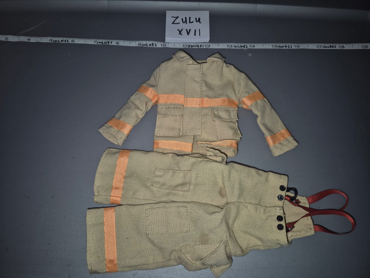 1/6 Scale Modern Era Fire Fighter Turnout Gear Jacket and Pants Set - Zulu XVII