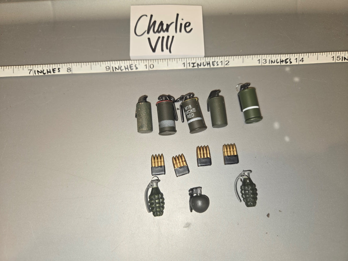 1/6 Scale Modern Era US Grenade and Smoke Grenade Lot - Charlie VII
