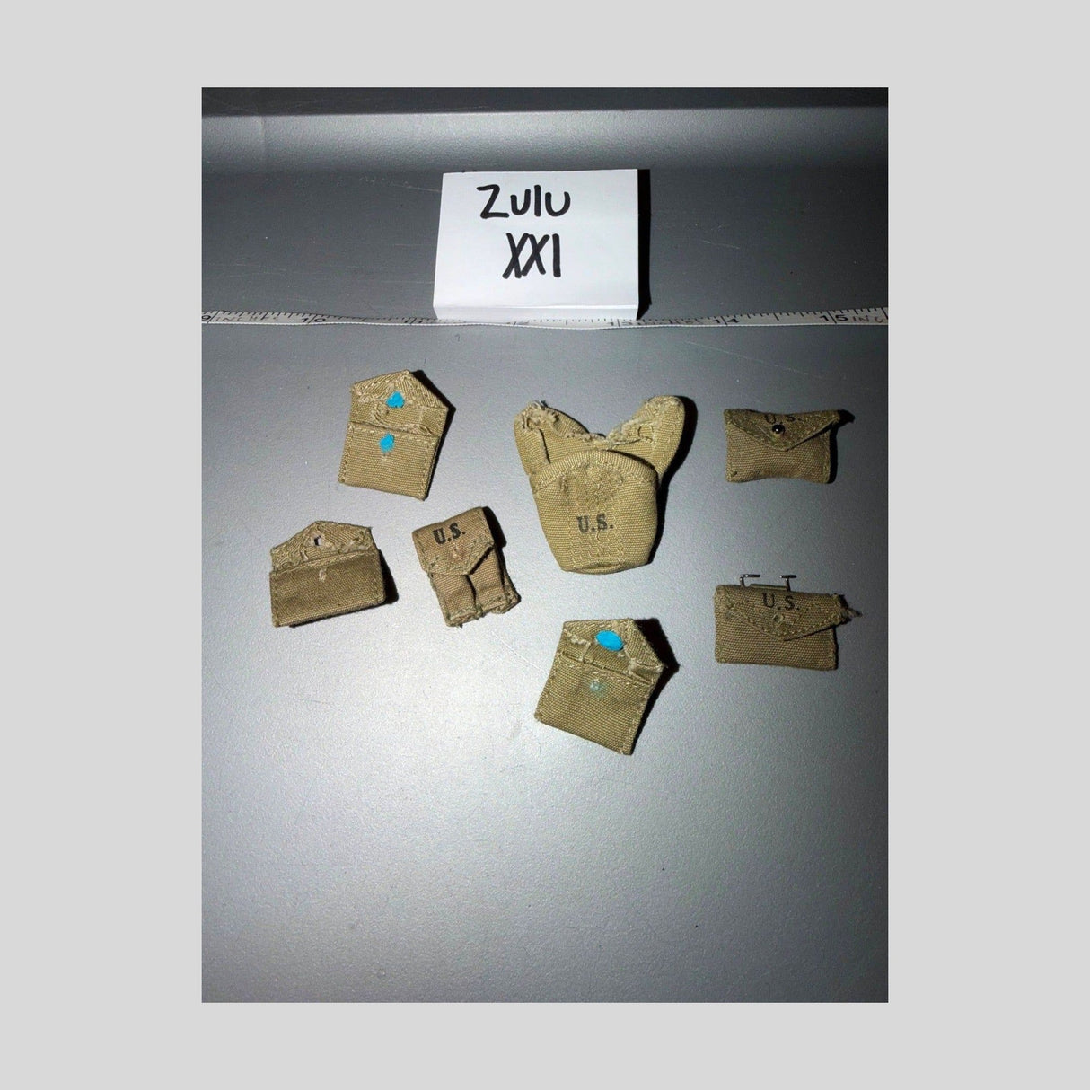 1/6 Scale WWII US Field Gear Pouch Lot - No lift dot snap
