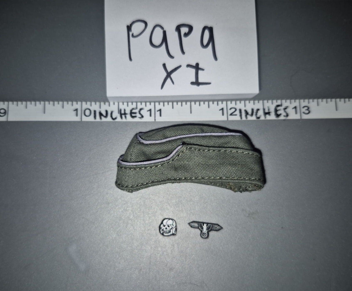 1/6 Scale WWII German Waffen Field Cap with Insignia Badges