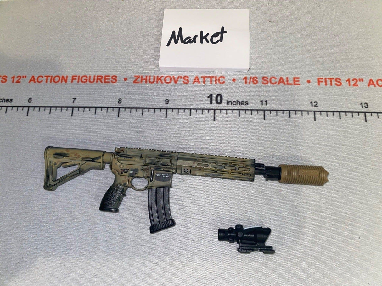 1/6 Scale Modern Era US M4 Carbine Rifle with Suppressor and Optic Sight - Easy and Simple