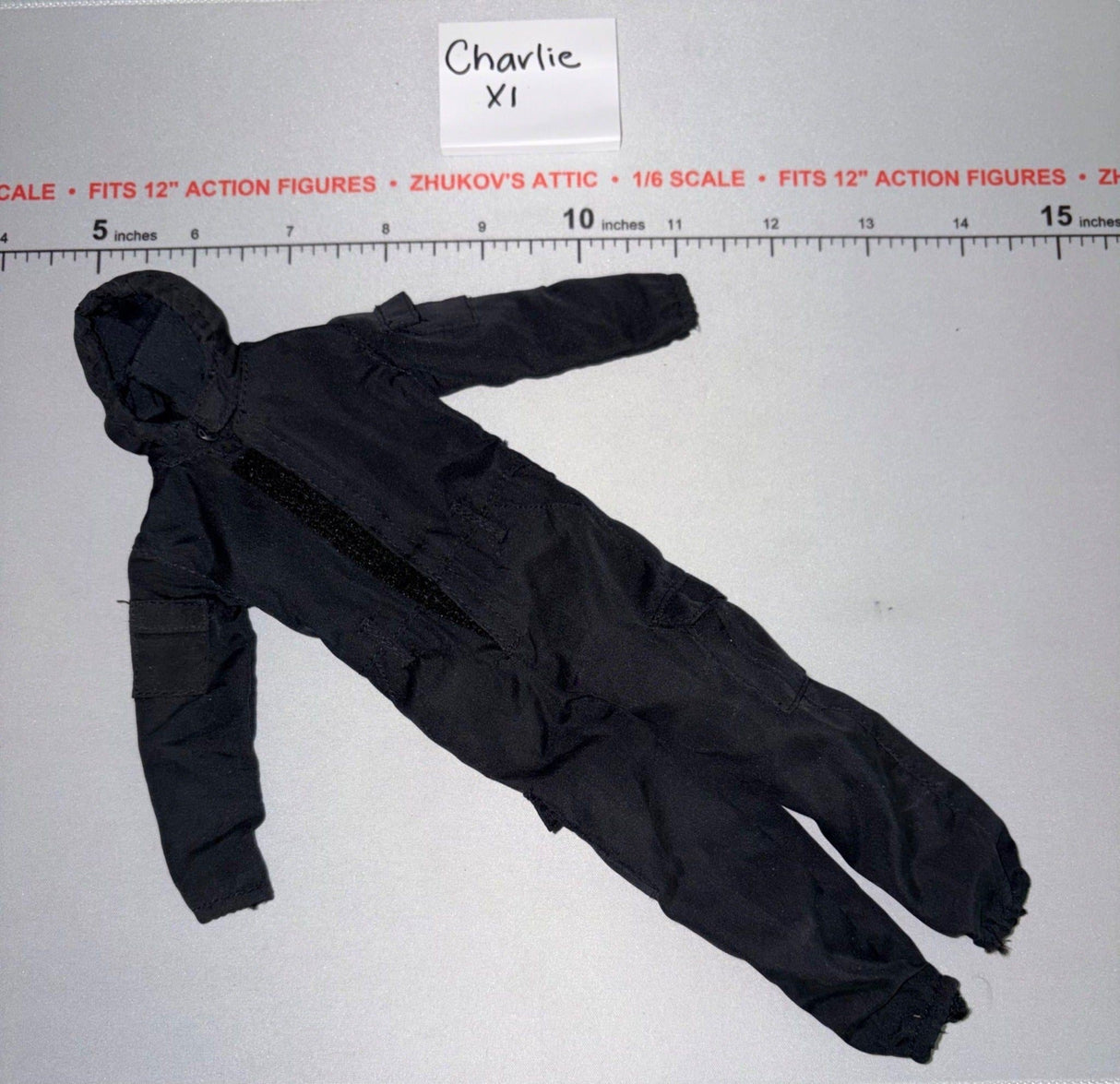 1/6 Scale Modern Era Black Tactical Jumpsuit with Hood