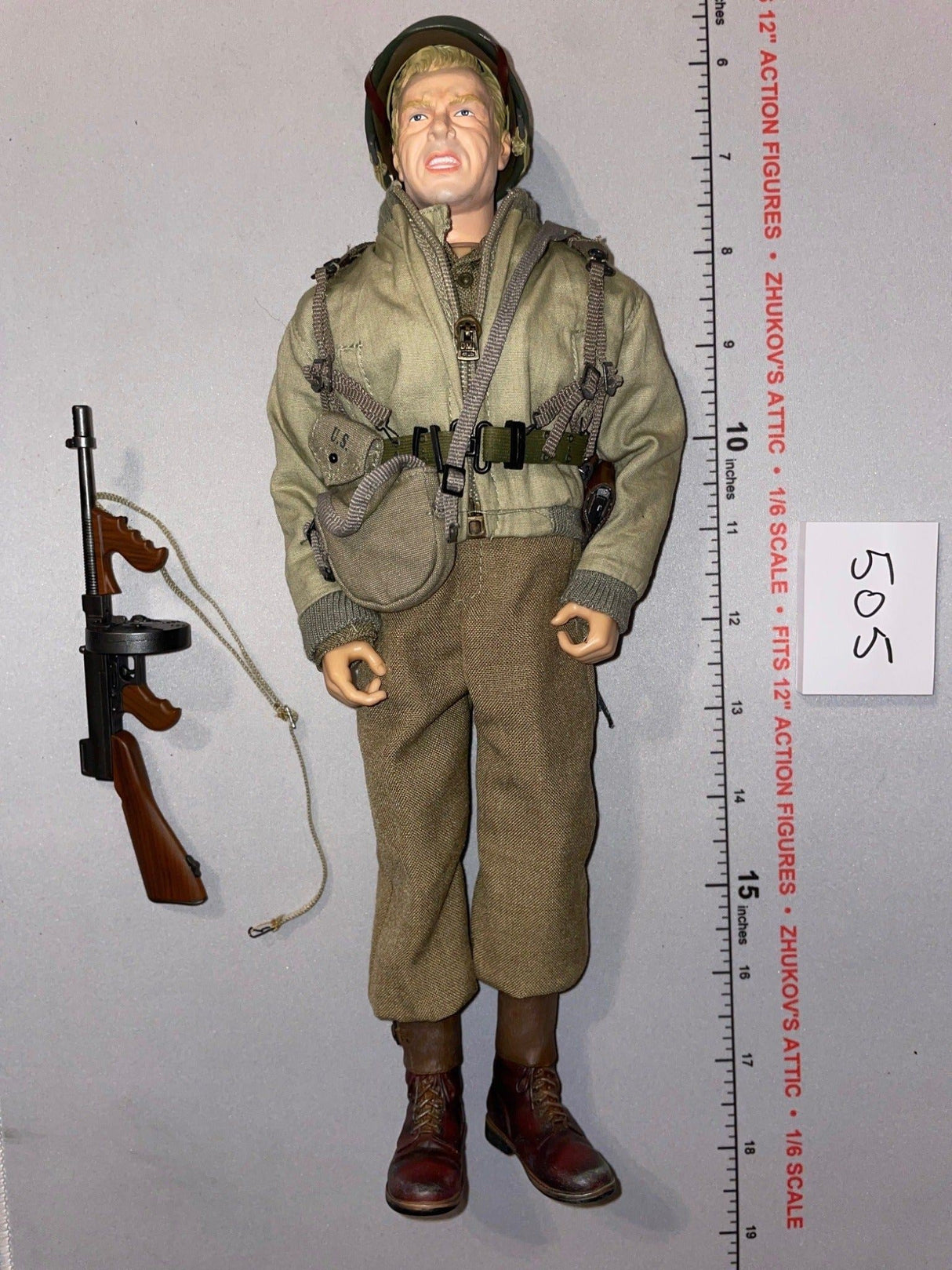 1:6 Scale WWII US Infantry Dressed Figure with Thompson Submachine Gun