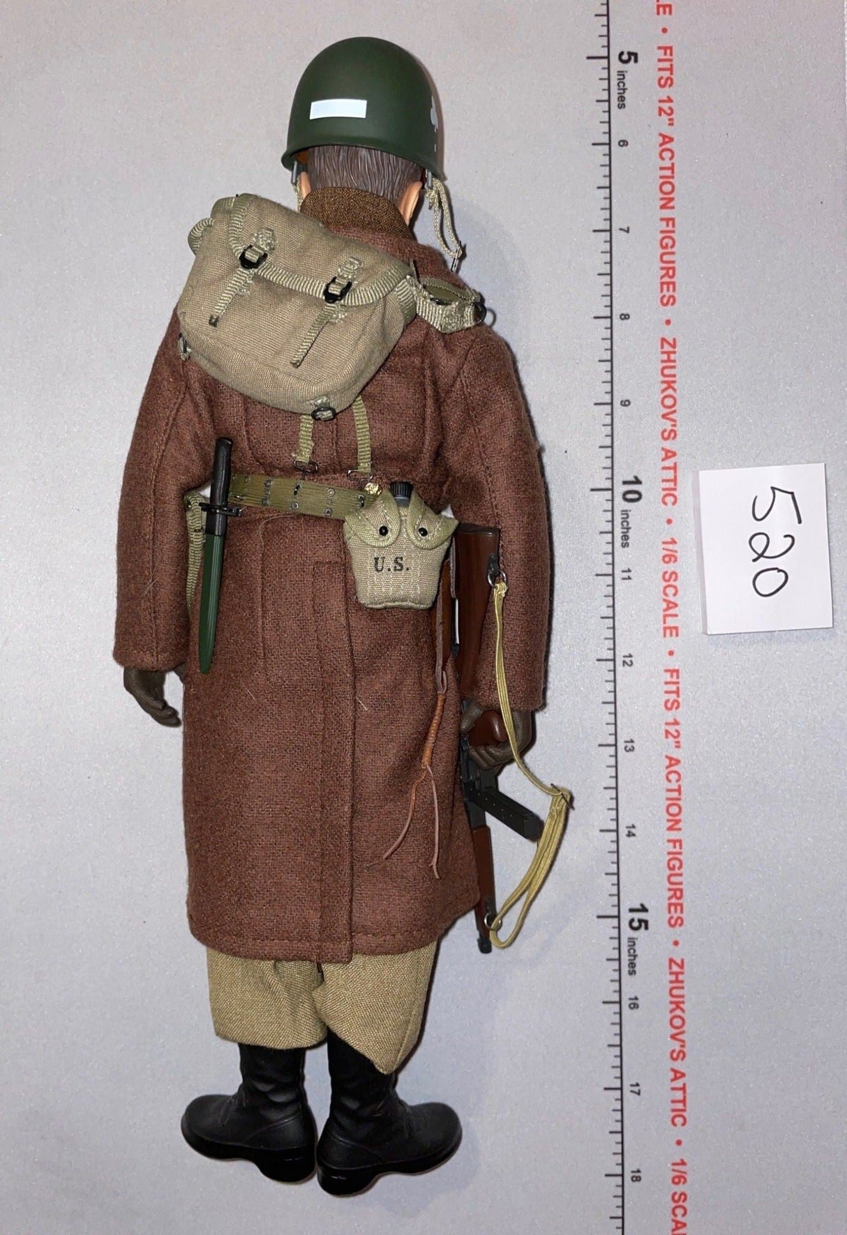 1:6 Scale WWII US Infantry Dressed Figure with Rifle and Overcoat - Dragon