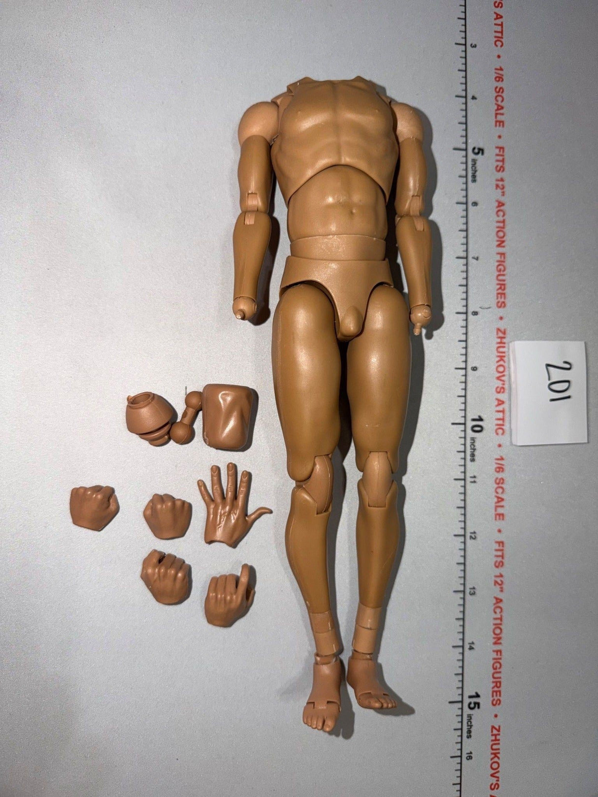 1/6 Scale Nude Male Action Figure Body with Interchangeable Hands