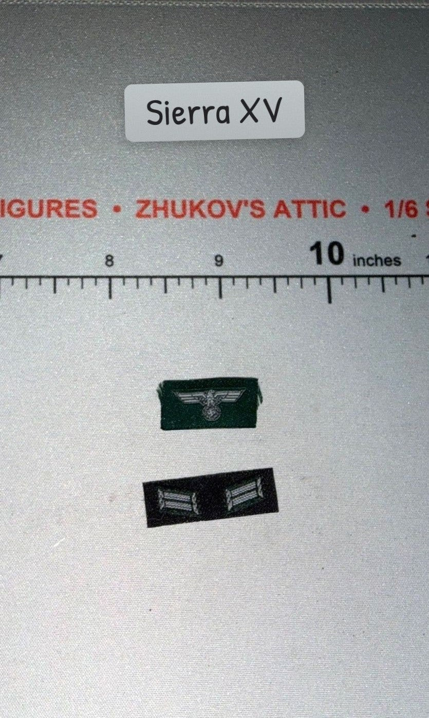 1/6 Scale WWII German Army Collar Tabs and Breast Eagle Insignia Set