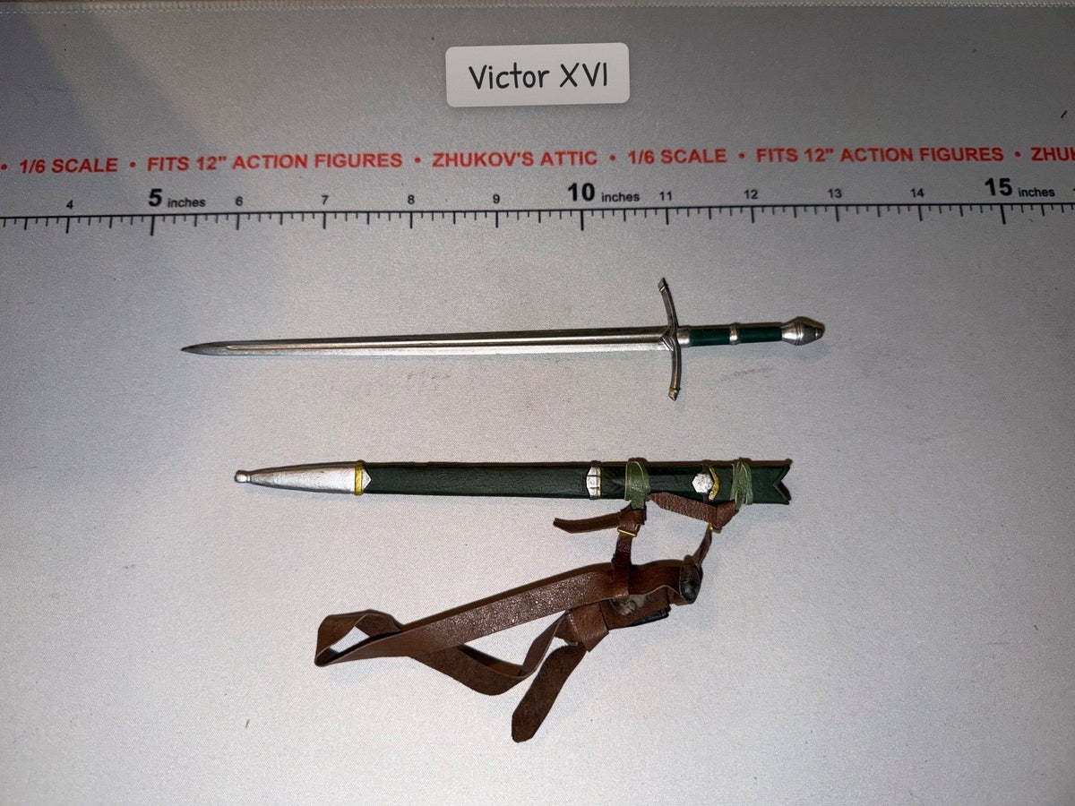 1/6 Scale Sideshow Medieval Fantasy Longsword with Scabbard and Shoulder Harness