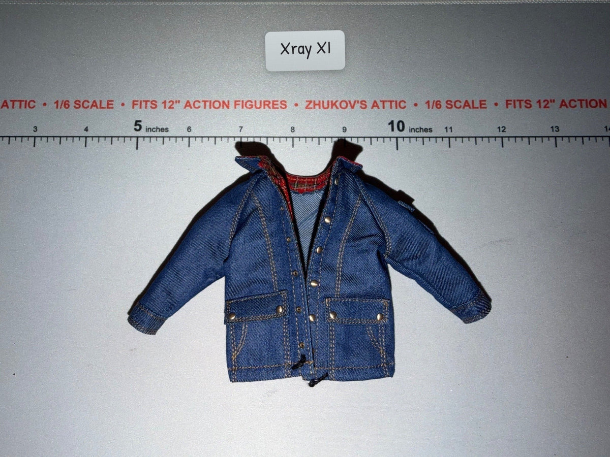 1/6 Scale Modern Jean Jacket with Plaid Collar - Civilian Teenager - Stanger Things - Three Zero