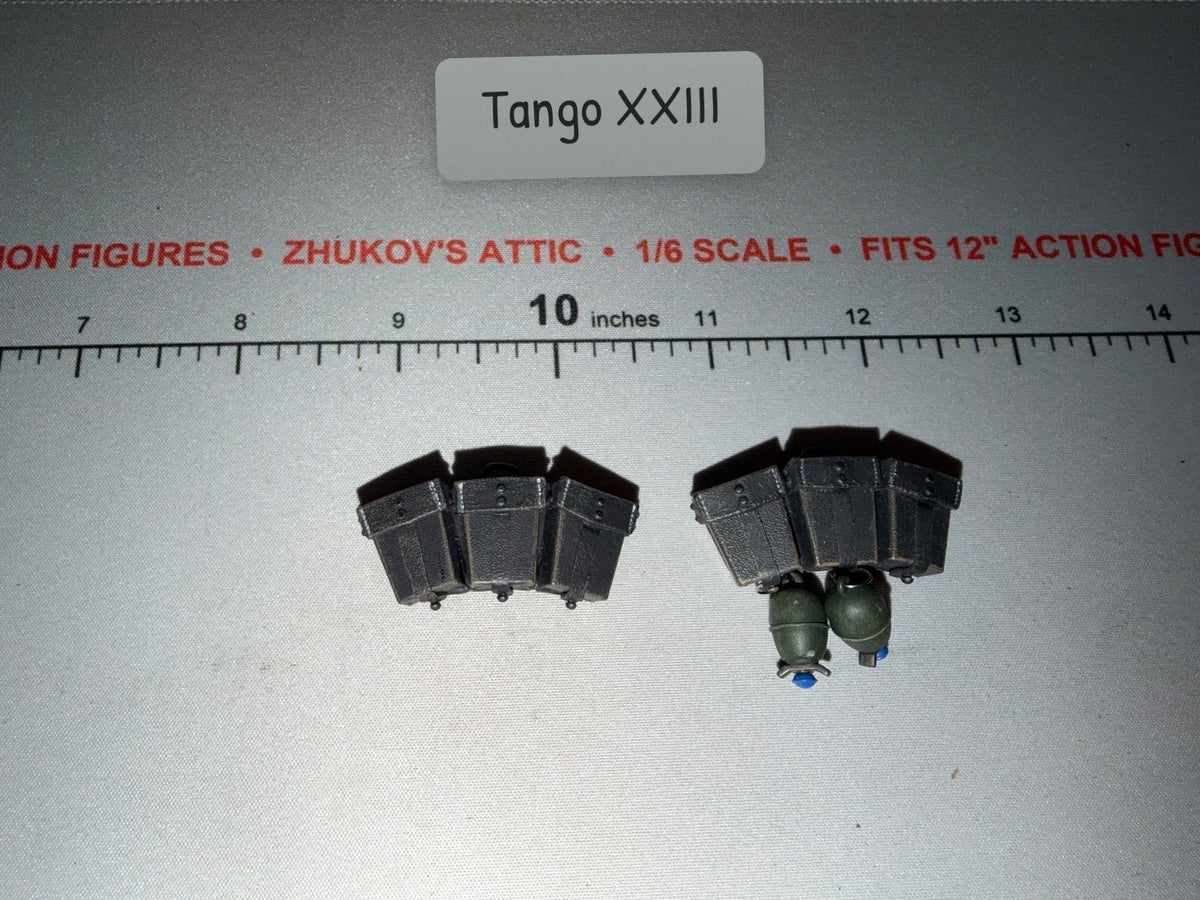 1/6 Scale WWII German Kar-98 Ammunition Pouches and Hand Grenade Set