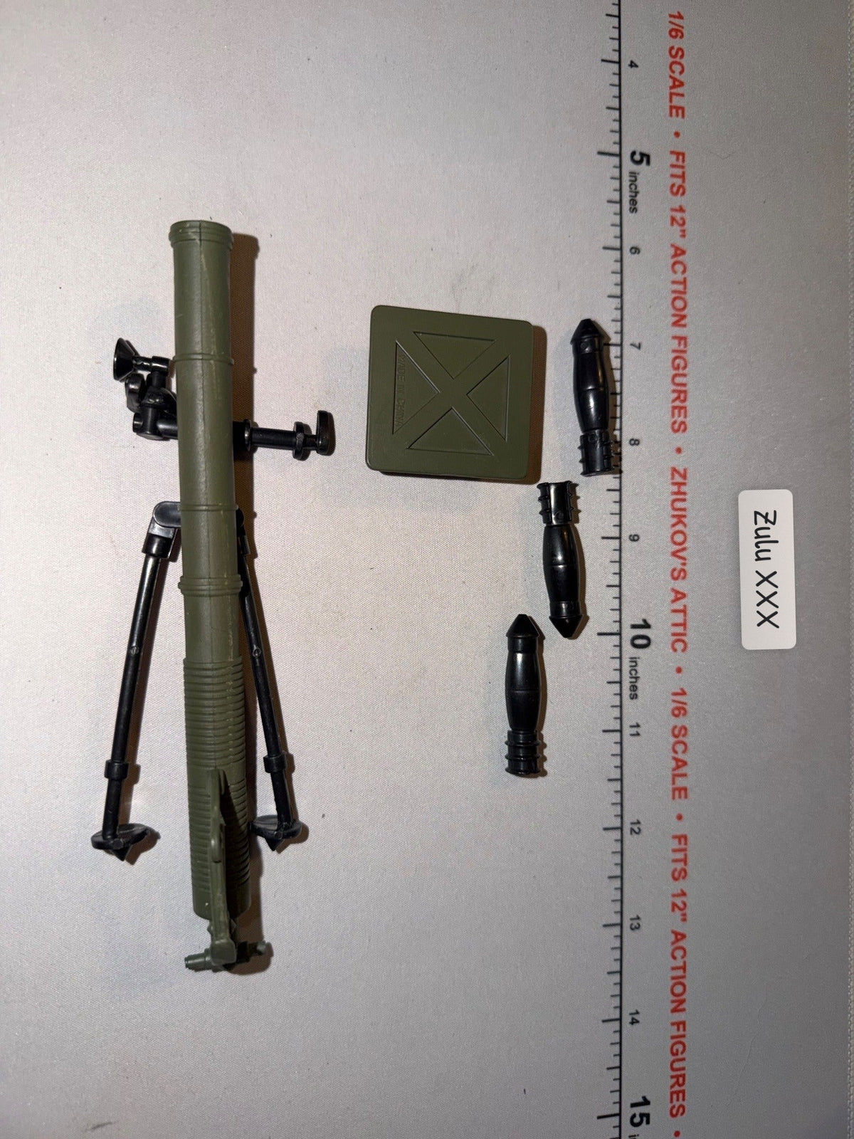 1/6 Scale Modern 60mm Mortar with Base Plate and Rounds Set