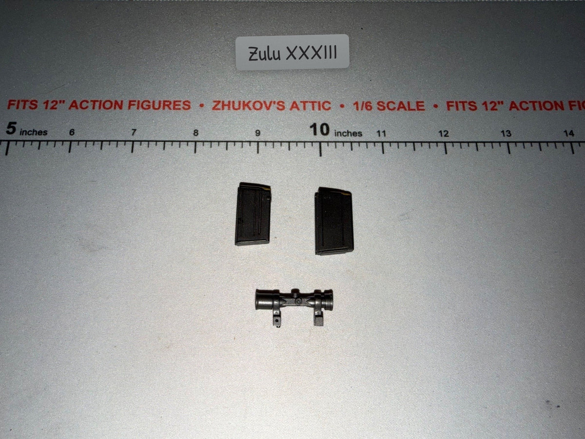 1/6 Scale WWII German FG-42 Rifle Magazine Lot with Scope Mount