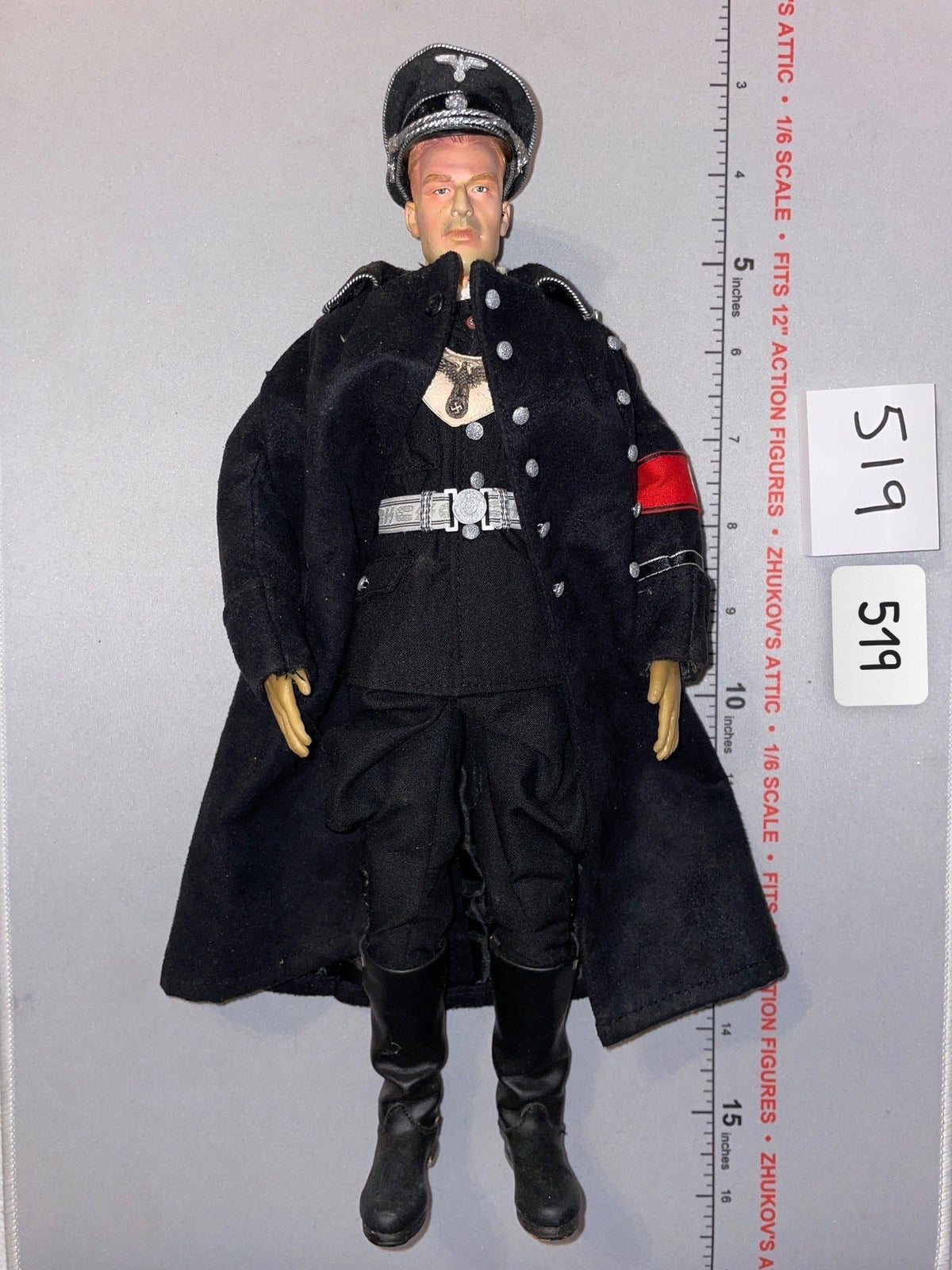 1/6 Scale WWII German Waffen Officer Dressed Figure with Long Coat - DID